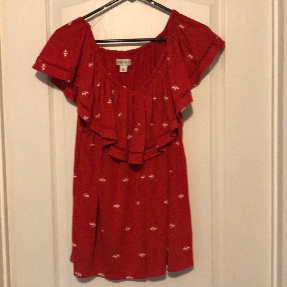 Ava & Viv Blouse with Ruffle Detail
